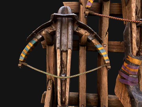 Medieval Crossbow Weapon Rack Stand Armory Pack 3D Model