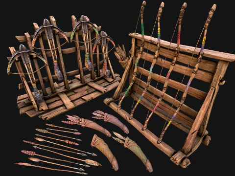 Suporte para armas de besta com arco de arsenal medieval Modelo 3D