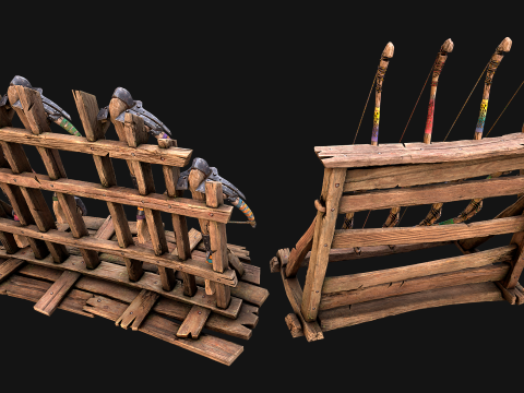 Medieval Armory Bow Crossbow Weapon Rack 3Dモデル
