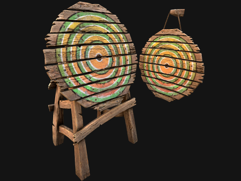 मध्यकालीन लकड़ी के लक्ष्य बैरक फर्नीचर पर्यावरण 3D मॉडल