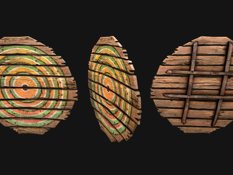 मध्यकालीन लकड़ी के लक्ष्य बैरक फर्नीचर पर्यावरण 3D मॉडल