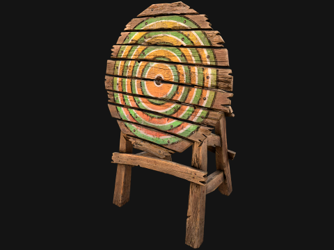 मध्यकालीन लकड़ी के लक्ष्य बैरक फर्नीचर पर्यावरण 3D मॉडल