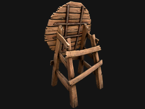 मध्यकालीन लकड़ी के लक्ष्य बैरक फर्नीचर पर्यावरण 3D मॉडल