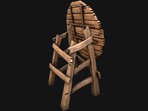 मध्यकालीन लकड़ी के लक्ष्य बैरक फर्नीचर पर्यावरण 3D मॉडल