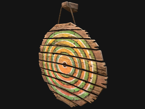 मध्यकालीन लकड़ी के लक्ष्य बैरक फर्नीचर पर्यावरण 3D मॉडल