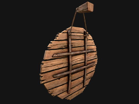 मध्यकालीन लकड़ी के लक्ष्य बैरक फर्नीचर पर्यावरण 3D मॉडल