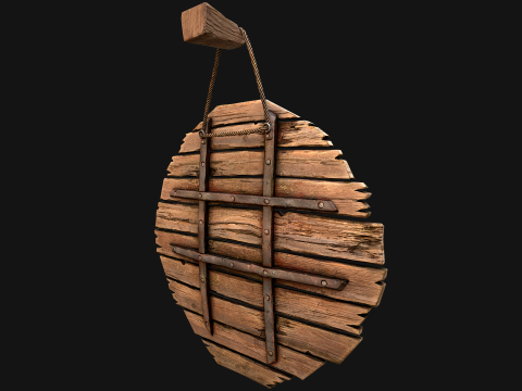 मध्यकालीन लकड़ी के लक्ष्य बैरक फर्नीचर पर्यावरण 3D मॉडल