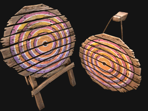 मध्यकालीन लकड़ी के लक्ष्य फर्नीचर मेला वातावरण 3D मॉडल