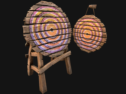 मध्यकालीन लकड़ी के लक्ष्य फर्नीचर मेला वातावरण 3D मॉडल