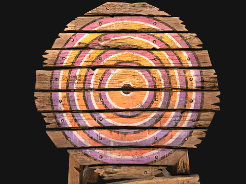 मध्यकालीन लकड़ी के लक्ष्य फर्नीचर मेला वातावरण 3D मॉडल