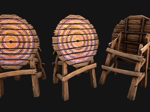 मध्यकालीन लकड़ी के लक्ष्य फर्नीचर मेला वातावरण 3D मॉडल