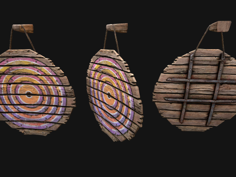 मध्यकालीन लकड़ी के लक्ष्य फर्नीचर मेला वातावरण 3D मॉडल