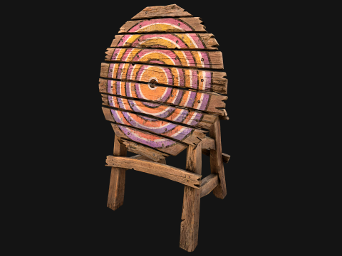 मध्यकालीन लकड़ी के लक्ष्य फर्नीचर मेला वातावरण 3D मॉडल