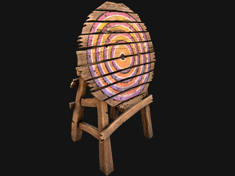 मध्यकालीन लकड़ी के लक्ष्य फर्नीचर मेला वातावरण 3D मॉडल