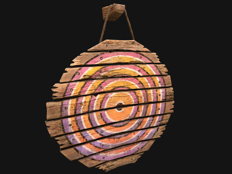 मध्यकालीन लकड़ी के लक्ष्य फर्नीचर मेला वातावरण 3D मॉडल