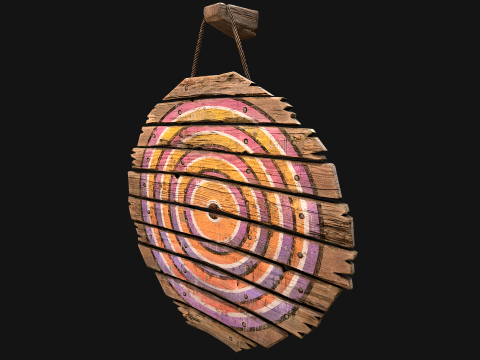 मध्यकालीन लकड़ी के लक्ष्य फर्नीचर मेला वातावरण 3D मॉडल