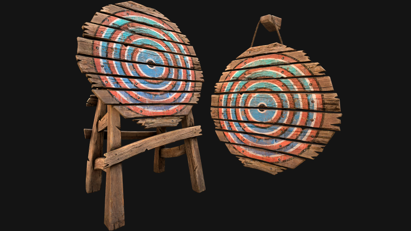 Meubles d'armurerie d'armes de cible en bois médiévale Modèle 3D .c4d .max .obj .3ds .fbx .stl .blend