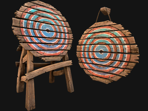 中世纪木制目标武器军械库家具 3D 模型