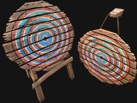 Meubles d'armurerie d'armes de cible en bois médiévale Modèle 3D