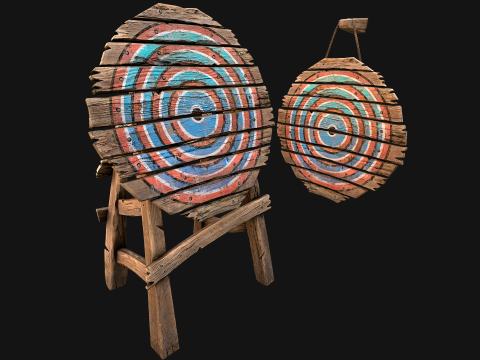 Meubles d'armurerie d'armes de cible en bois médiévale Modèle 3D