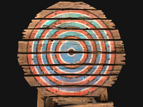 Meubles d'armurerie d'armes de cible en bois médiévale Modèle 3D