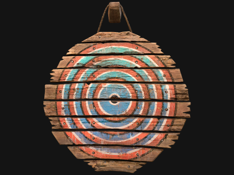 Meubles d'armurerie d'armes de cible en bois médiévale Modèle 3D