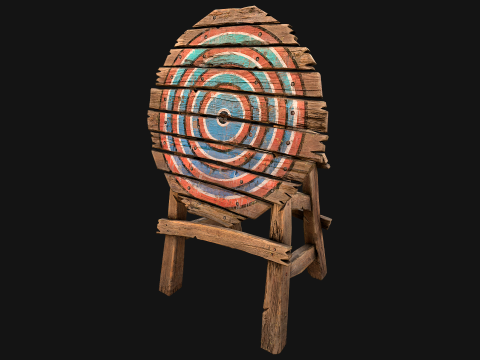 Meubles d'armurerie d'armes de cible en bois médiévale Modèle 3D