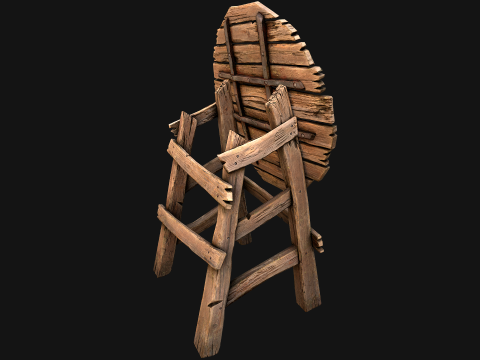 Meubles d'armurerie d'armes de cible en bois médiévale Modèle 3D