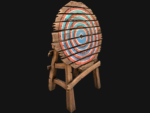 Meubles d'armurerie d'armes de cible en bois médiévale Modèle 3D