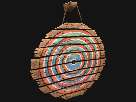 Meubles d'armurerie d'armes de cible en bois médiévale Modèle 3D