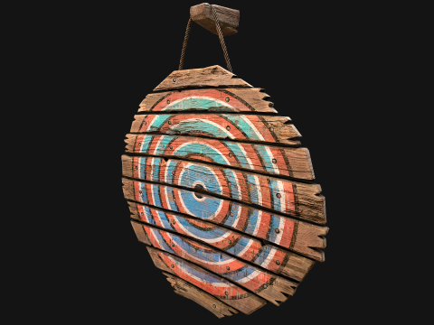 Meubles d'armurerie d'armes de cible en bois médiévale Modèle 3D