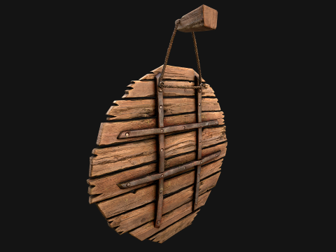 Meubles d'armurerie d'armes de cible en bois médiévale Modèle 3D