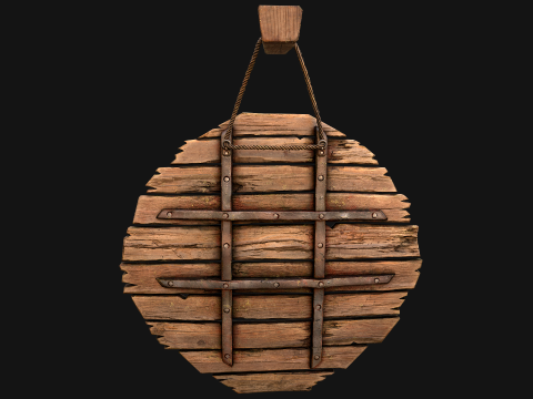 Meubles d'armurerie d'armes de cible en bois médiévale Modèle 3D