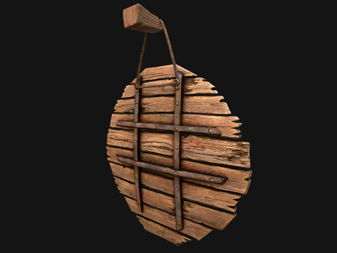 Meubles d'armurerie d'armes de cible en bois médiévale Modèle 3D