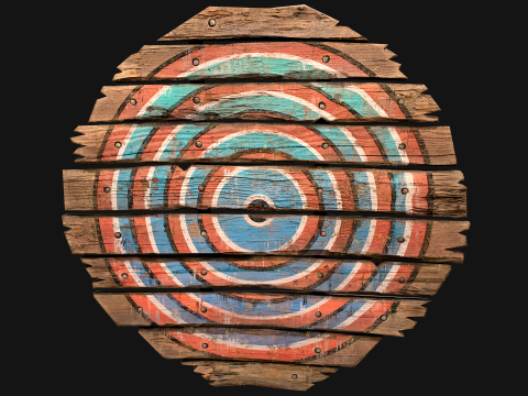 Meubles d'armurerie d'armes de cible en bois médiévale Modèle 3D