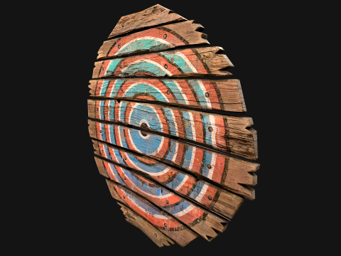 Meubles d'armurerie d'armes de cible en bois médiévale Modèle 3D