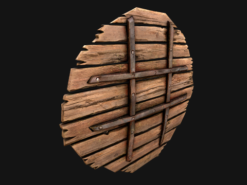 Meubles d'armurerie d'armes de cible en bois médiévale Modèle 3D