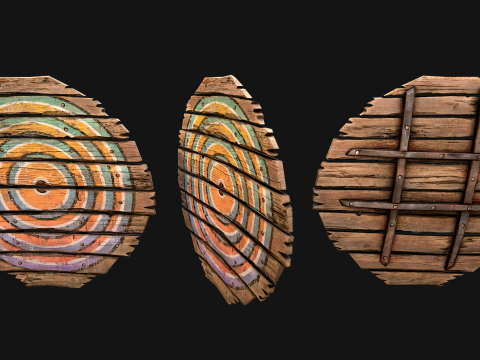 Set balestriere per tiro con l'arco con bersaglio in legno medievale Modello 3D