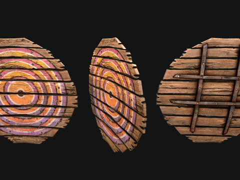 Set balestriere per tiro con l'arco con bersaglio in legno medievale Modello 3D