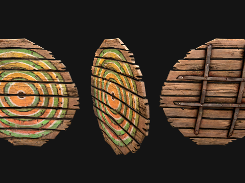 Set balestriere per tiro con l'arco con bersaglio in legno medievale Modello 3D