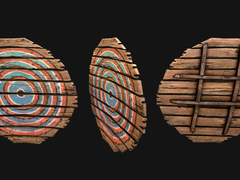 Set balestriere per tiro con l'arco con bersaglio in legno medievale Modello 3D