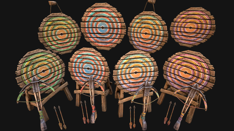 Средневековая мишень и стрельбище из арбалета 3D Модель .c4d .max .obj .3ds .fbx .stl .blend 