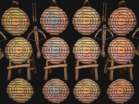 Средневековая мишень и стрельбище из арбалета 3D Модель