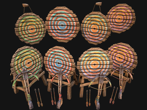 Средневековая мишень и стрельбище из арбалета 3D Модель