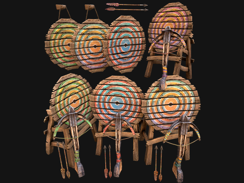 Средневековая мишень и стрельбище из арбалета 3D Модель