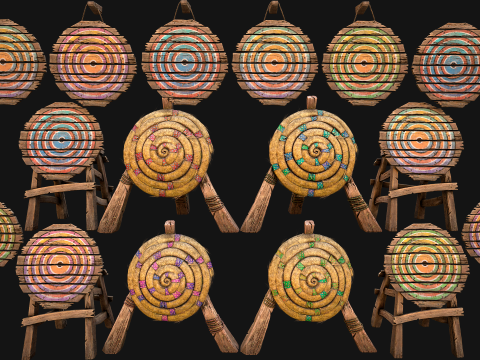 Pacote de acampamento de treinamento de móveis medievais de madeira Modelo 3D