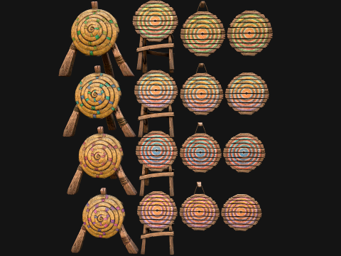 중세 목조 대상 가구 훈련 캠프 팩 3D 모델