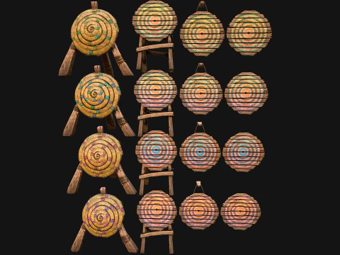 Medieval Wooden Target Furniture Training Camp Pack 3D Model