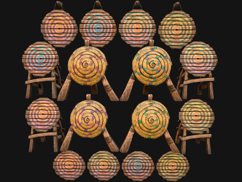 중세 목조 대상 가구 훈련 캠프 팩 3D 모델