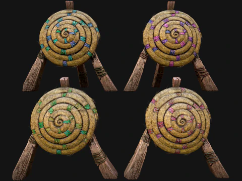 Medieval Wooden Target Furniture Training Camp Pack 3D Model